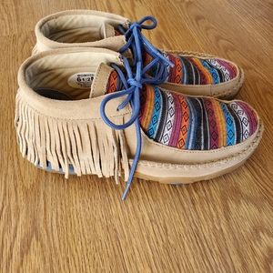 Twisted X Serape Fringe Moccasins